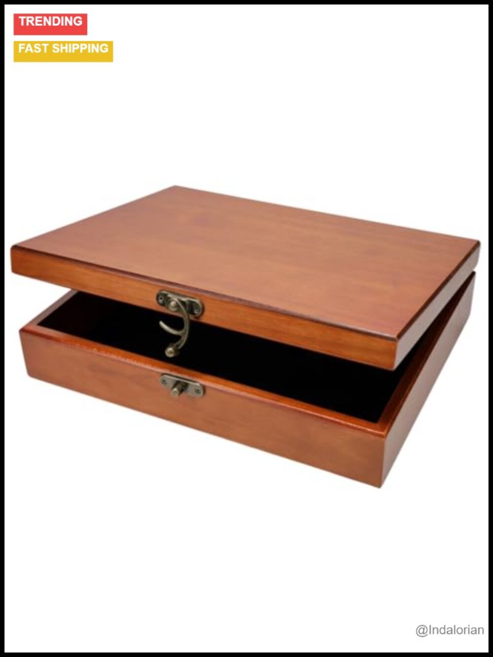 Wooden Keepsake Box Old World Distressed Velvet Lined Memory Storage